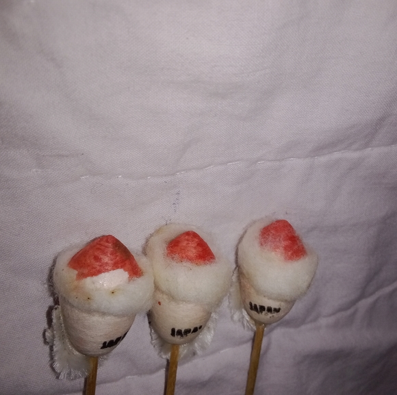 Mid Century Modern Christmas Santa Cotton Spun Picks Cake Cupcake Toppers Japan - Picture 6 of 6